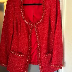 Boston Proper boucle blazer size large, red,